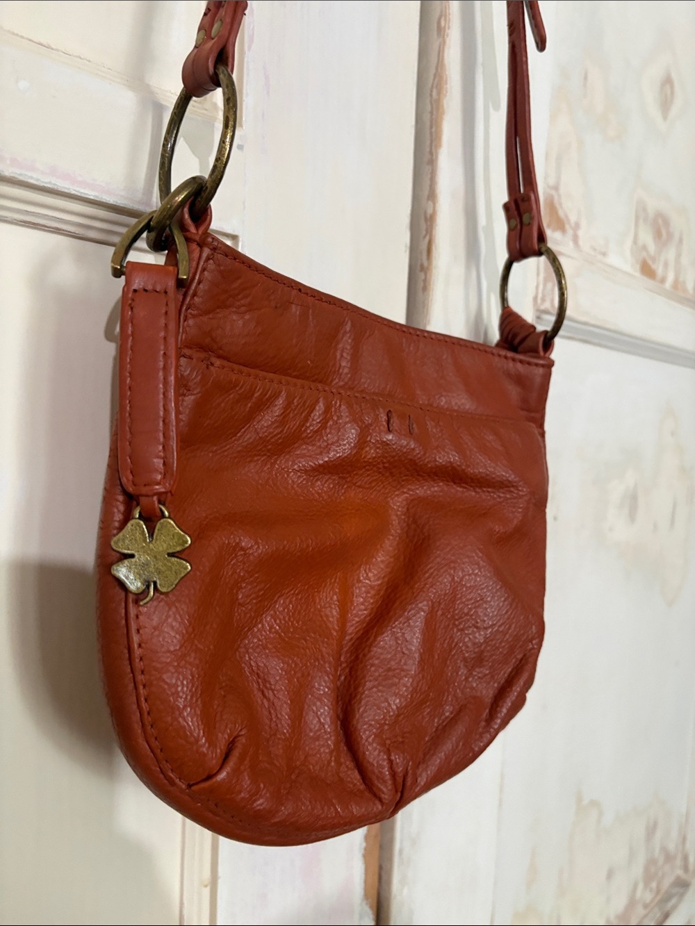 Lucky Brand Orange Leather Crossbody Bag - Picture 7 of 9